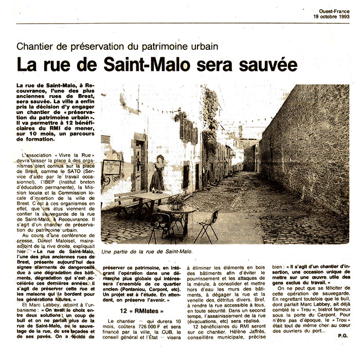 La rue St Malo sera sauvée 19.10.1993